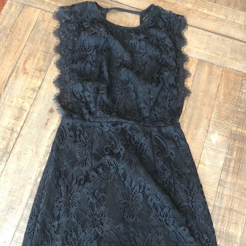 NWT Black Eyelash Lace Dress with Sheer/Open Back